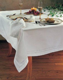 Hand Hemstitched and Embroidered Swiss Dot Tablecloth (54