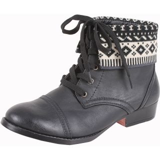 Elegant by Beston Womens Sharp 8 Black Fairisle Cuff Boots Today $