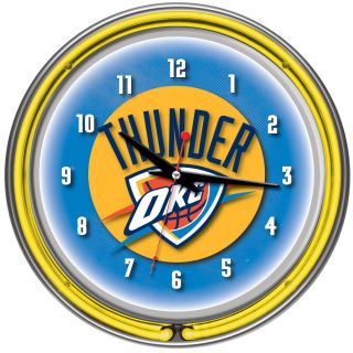 Oklahoma City Thunder NBA Chrome Double Neon Clock Today $81.99