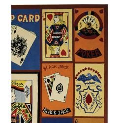 Hand hooked Chelsea Playing Cards Wool Rug (76 x 99)