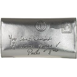 Yves Saint Laurent Silver Y mail Clutch Handbag