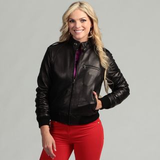 Tanners Avenue Womens Stella Lambskin Leather Bomber Jacket