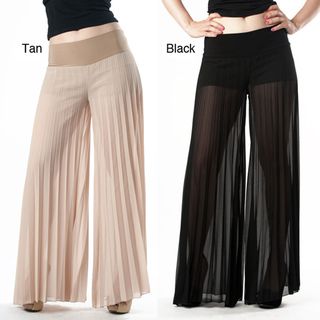 Tabeez   Pantalones anchos de mujer, plisados, transparentes