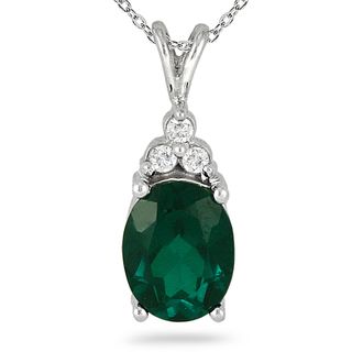 Sterling Silver 2 1/4ct TGW Created Emerald and Diamond Accent