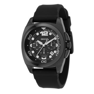 DKNY Mens Black Rubber Black Dial Quartz Watch Today $129.99