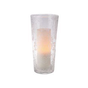 HomeReflections 12 Etched Floral Hurricane & Candle w