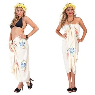 Cream Hand Embroidered, Hand Painted Sarong