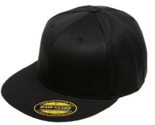 Fitted 210 Youth Hat Cap Flex Fit Flat Bill 6210Y   Black Clothing