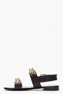 Giuseppe Zanotti Black Leather And Gold Studded Zak 10 Sandals for men