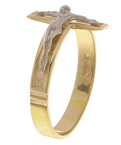 14k Two tone Gold Crucifix Ring