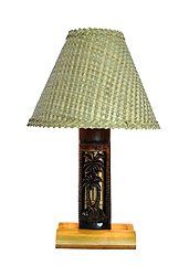 Bamboo Lamp w/ Lauhala Shade   Palm Tree  