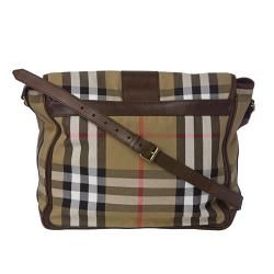Burberry Small House Check Canvas/ Leather Messenger Bag