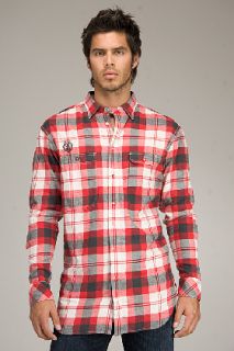 Diesel Store Red Plaid Flannel Shirt for men