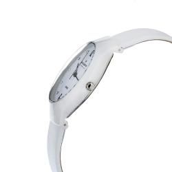 Skagen Womens White Ceramic Leather Strap Watch