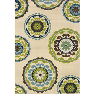 Ivory and Green Outdoor Area Rug (310 x 56)