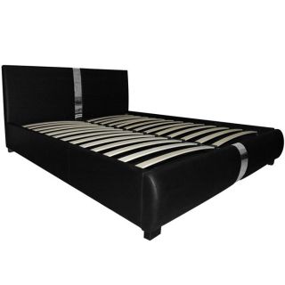 Lit moderne 160x200cm Avec déco bande inox Le lit MALLOW est un lit