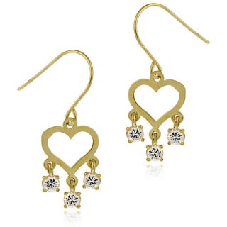 Icz Stonez 14k Gold Cubic Zirconia Mini Chandelier Heart Earrings