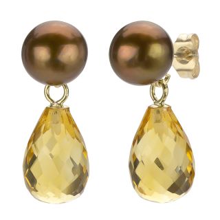 gold brown fw pearl and citrine drop earrings 6 6 5 mm msrp $ 148 72