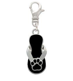 Paw Flip Flop Black Clip On Charm Arts, Crafts & Sewing