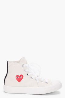 Comme Des Garçons Play  Ivory Red Heart High Top Sneakers for women