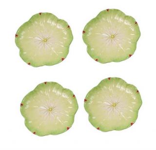 Large Green Poppy Plates (Set of 4)