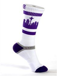 Strideline Socks / Sea Town / Purple on White Sports