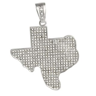 White Goldplated Rhinestone State of Texas Necklac