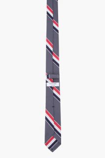 Thom Browne Grey Grosgrain Stripe Mogador Tie for men