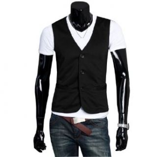 Allegra K Mens Fashion Sleeveless Button Down Solid Color