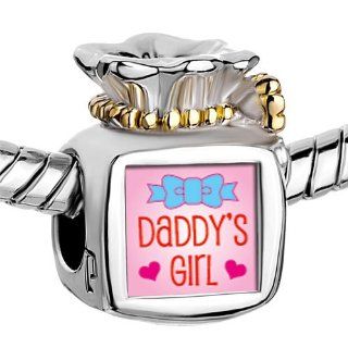 Pugster Two Tone Money Bag Pink Daddys Girl Photo Beads