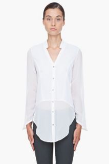 Helmut Lang White Silk Sleeve Blouse for women