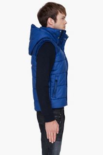 G Star Blue Hooded Whistler Vest for men