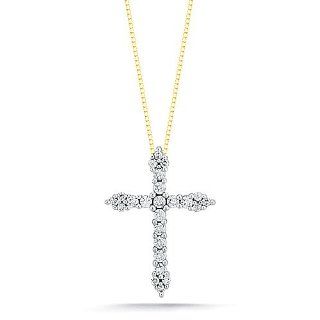 10k Yellow Gold Diamond Cross Pendant Necklace (1/4 cttw