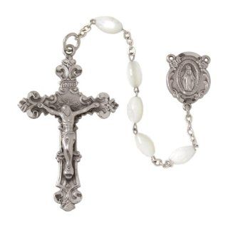 Pewter and Mother Of Pearl Rosary by Bob Siemon Jewelry