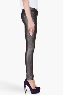 Rag & Bone Metallic Charcoal Leather Leggings for women