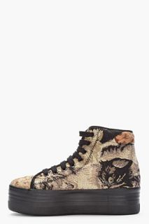 Jeffrey Campbell Olive Cat Tapestry Homg Platform Sneakers for women