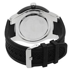 Geneva Platinum Mens Rhinestone accented Silicone Watch