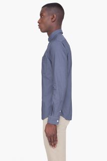 Wings + Horns Charcoal Blue Slim Oxford Shirt for men