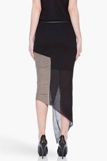 Helmut Lang Olive Combo Layered Jersey Skirt for women