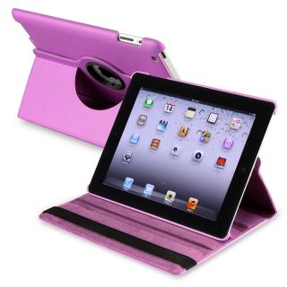 Purple 360 degree Swivel Leather Case for Apple iPad 2/ 3
