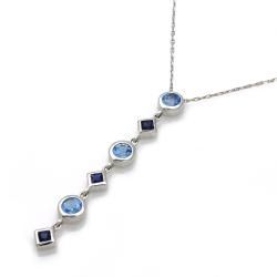 Beverly Hills Charm 14k White Gold Blue Sapphire and Blue Topaz Drop