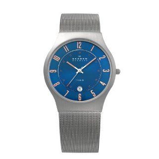 Skagen Mens 233XLTTNO Titanium Blue Dial Titanium Watch Watches