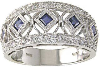 14kt White Gold 1/5 ct Diamond and Sapphire Ring