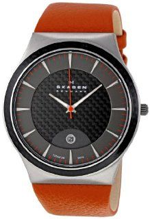 Skagen Mens 234XXLTLO Denmark Grey Carbon Fiber Dial Watch Watches
