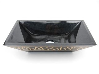 Fontaine Square Black Granite Vessel Style Sink