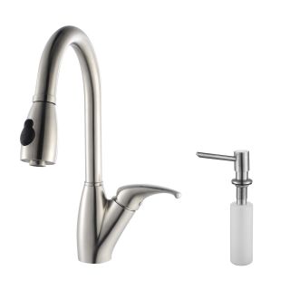 Kraus Stainless Steel Pull out Kitchen Faucet and Soap Dispenser See