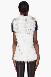 Alice + Olivia Ivory Rabbit raccoon Fur Vest for women