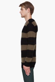 BLK DNM Olive Striped Mohair Sweater for men
