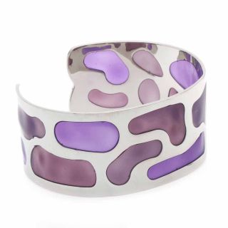 NEXTE Jewelry Silvertone and Purple Mosaic Designed Cuff Bracelet
