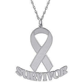 Sterling Silver Cancer Survivor Ribbon Necklace